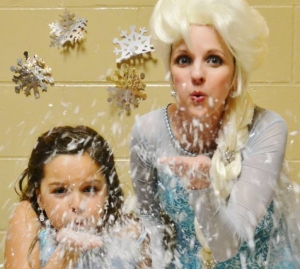 Elsa blowing snow